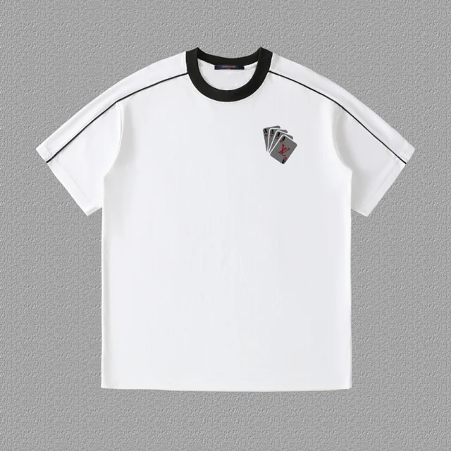 Louis Vuitton T-Shirts Contrast Ringer Collar and Shoulder Piping Graphic T-Shirt product detail image 7