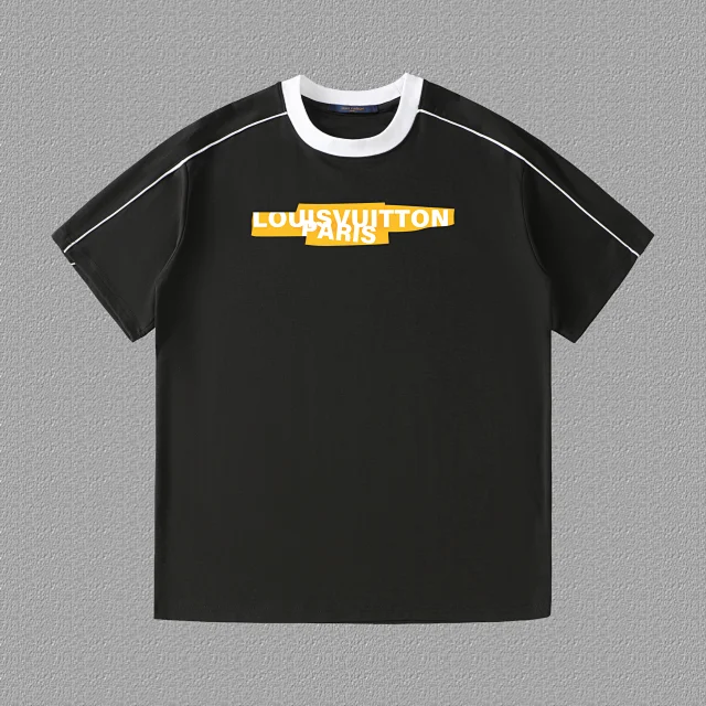 Louis Vuitton T-Shirts Contrast Ringer Collar and Shoulder Piping Graphic T-Shirt product detail image 1