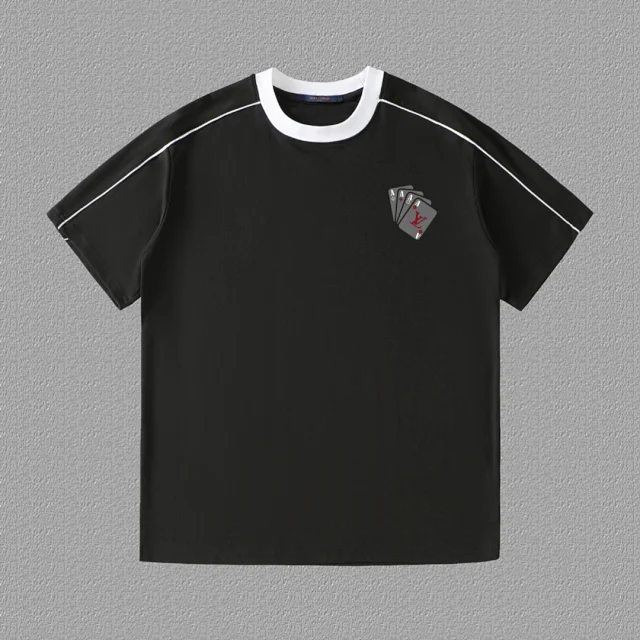 Louis Vuitton T-Shirts Contrast Ringer Collar and Shoulder Piping Graphic T-Shirt product detail image 8