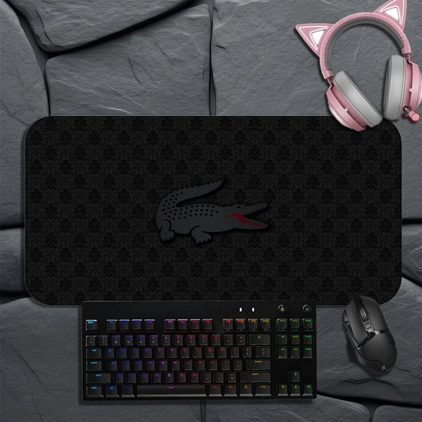 Lacoste x Gaming Collection Mousepad Black Damask Alligator Print Computer Accessory product listing in Litbuy spreadsheet finds