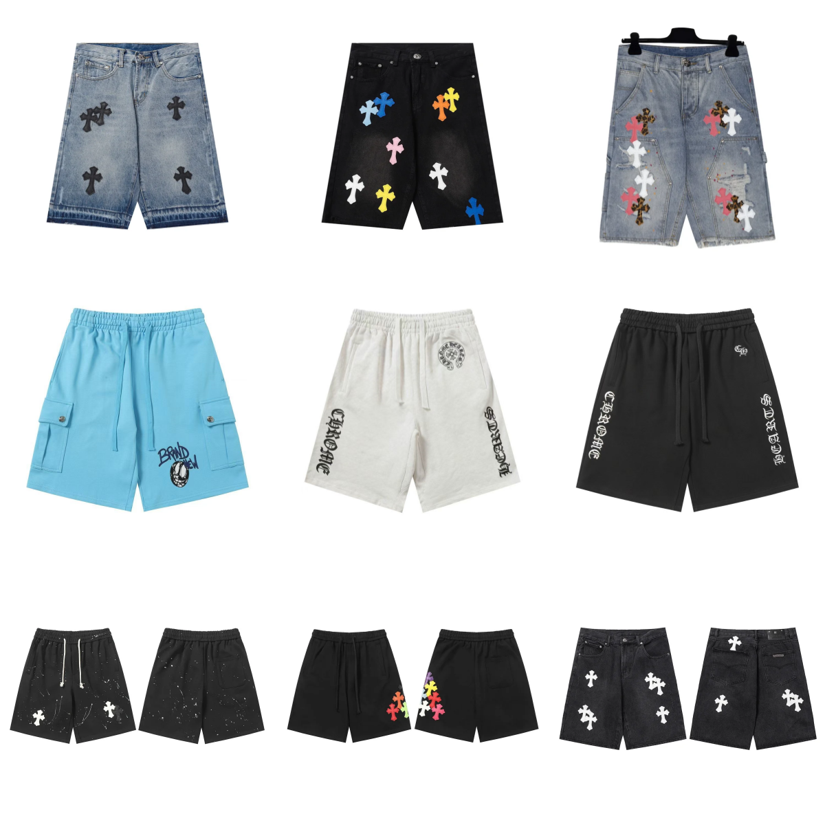 Fashionable loose straight leg denim shorts - PK