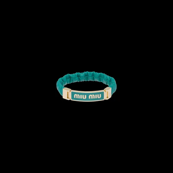 Miu Miu Logo Plaque Bracelet Turquoise - 1