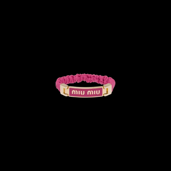 Miu Miu Logo-Plaque Hair Tie Pink Accessories Jewelry - 1