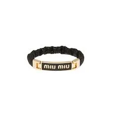 Miu Miu Logo Charm Bracelet Black Jewelry - 1