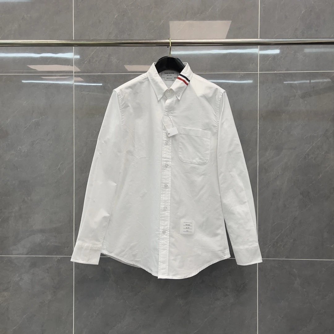 Thom Browne Two-Tone Oxford Shirt Blue and White - 12