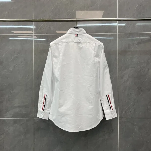 Thom Browne Classic Shirt White with Signature Stripe Cuff and Collar - 1