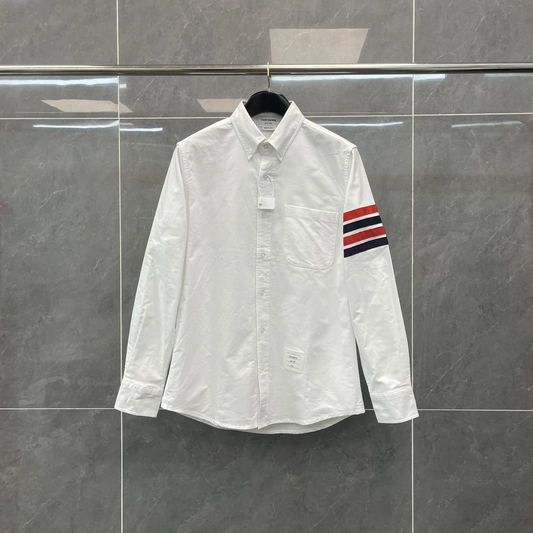 Thom Browne Two-Tone Oxford Shirt Blue and White - 7