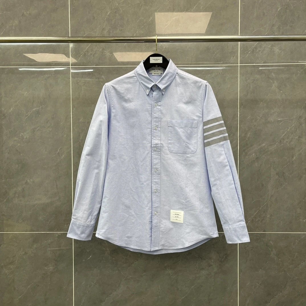 Thom Browne Two-Tone Oxford Shirt Blue and White - 9