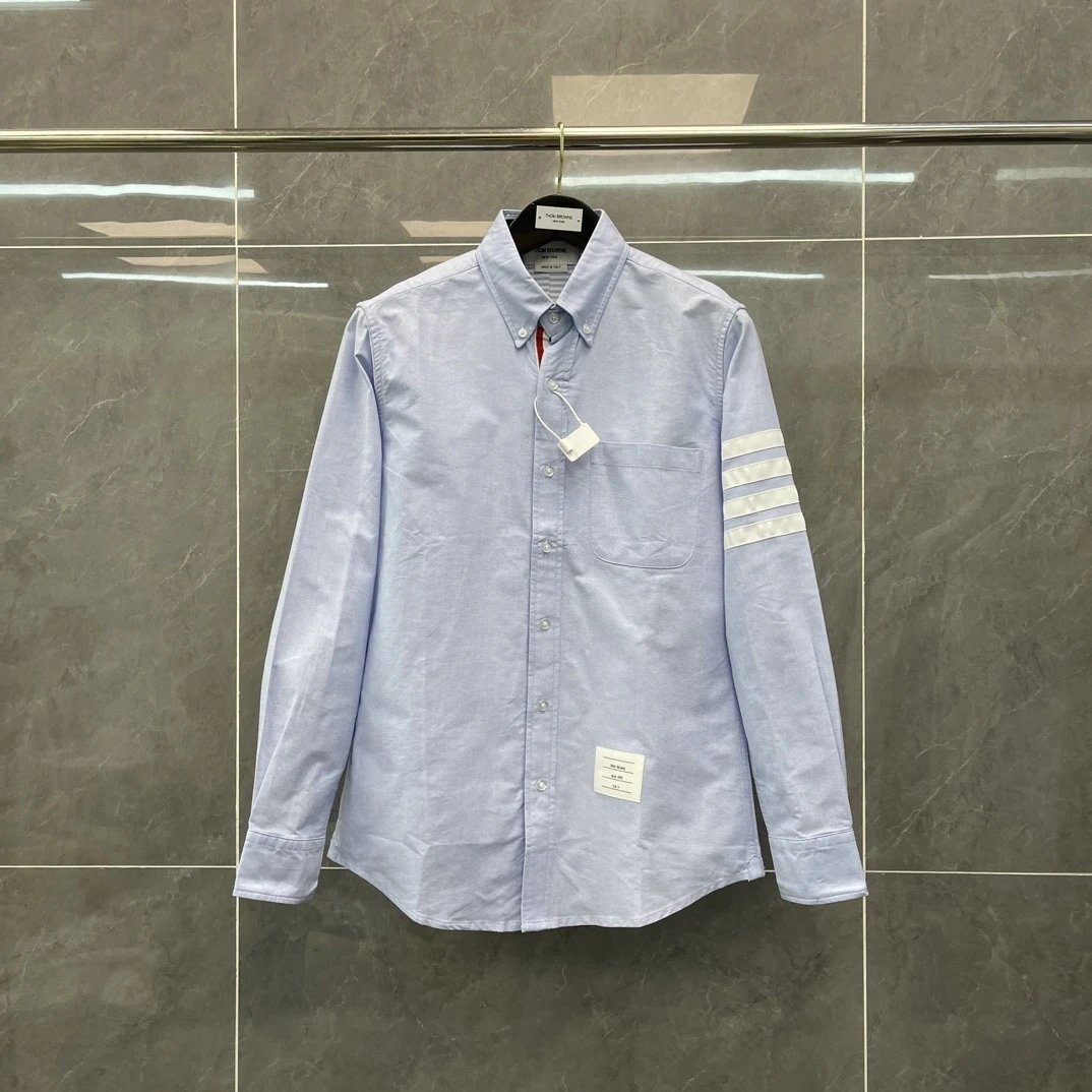 Thom Browne Two-Tone Oxford Shirt Blue and White - 8