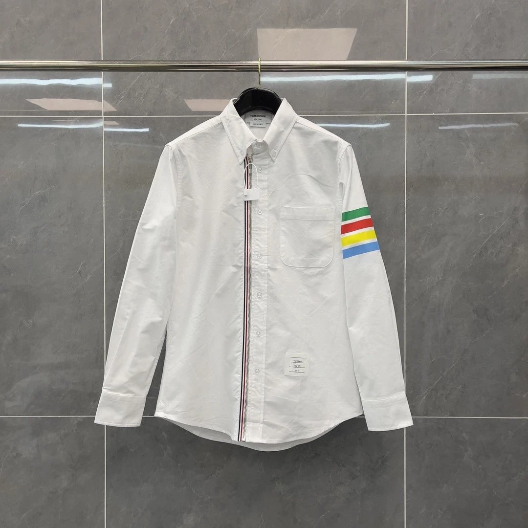 Thom Browne Two-Tone Oxford Shirt Blue and White - 10