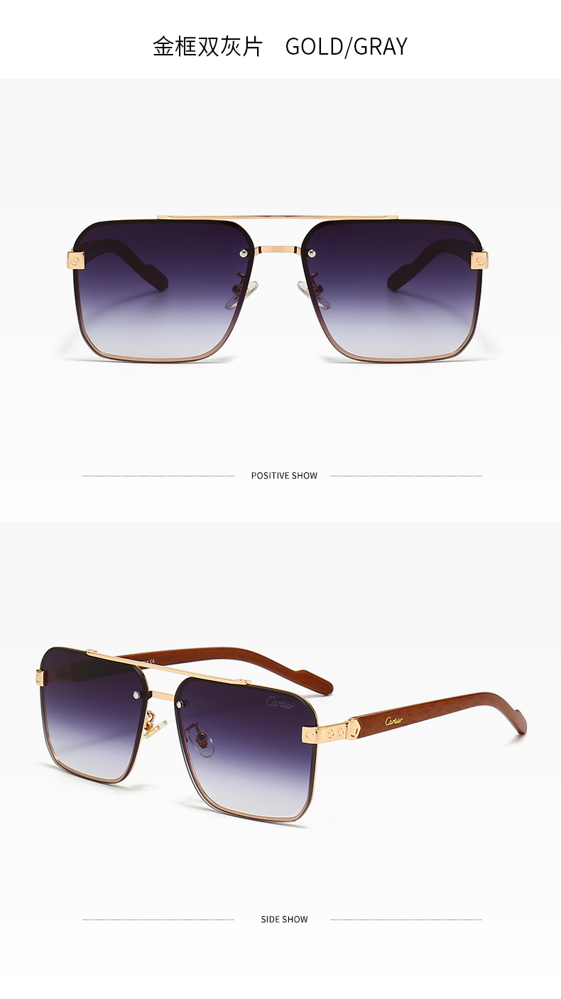 Cartier Sunglasses Gold / Gray Gradient Lens Aviator-Style Sunglasses - 1