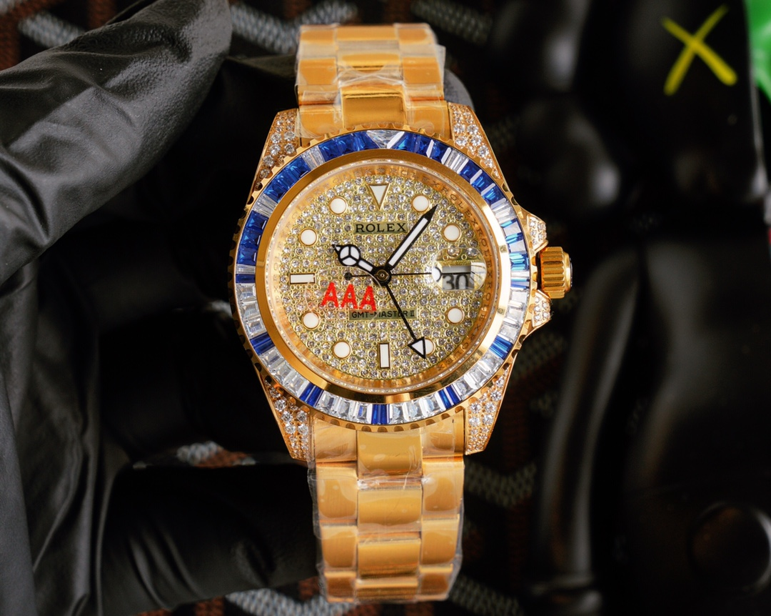 Rolex GMT-Master II Yellow Gold Diamond and Sapphire Bezel Watch Watches - 1
