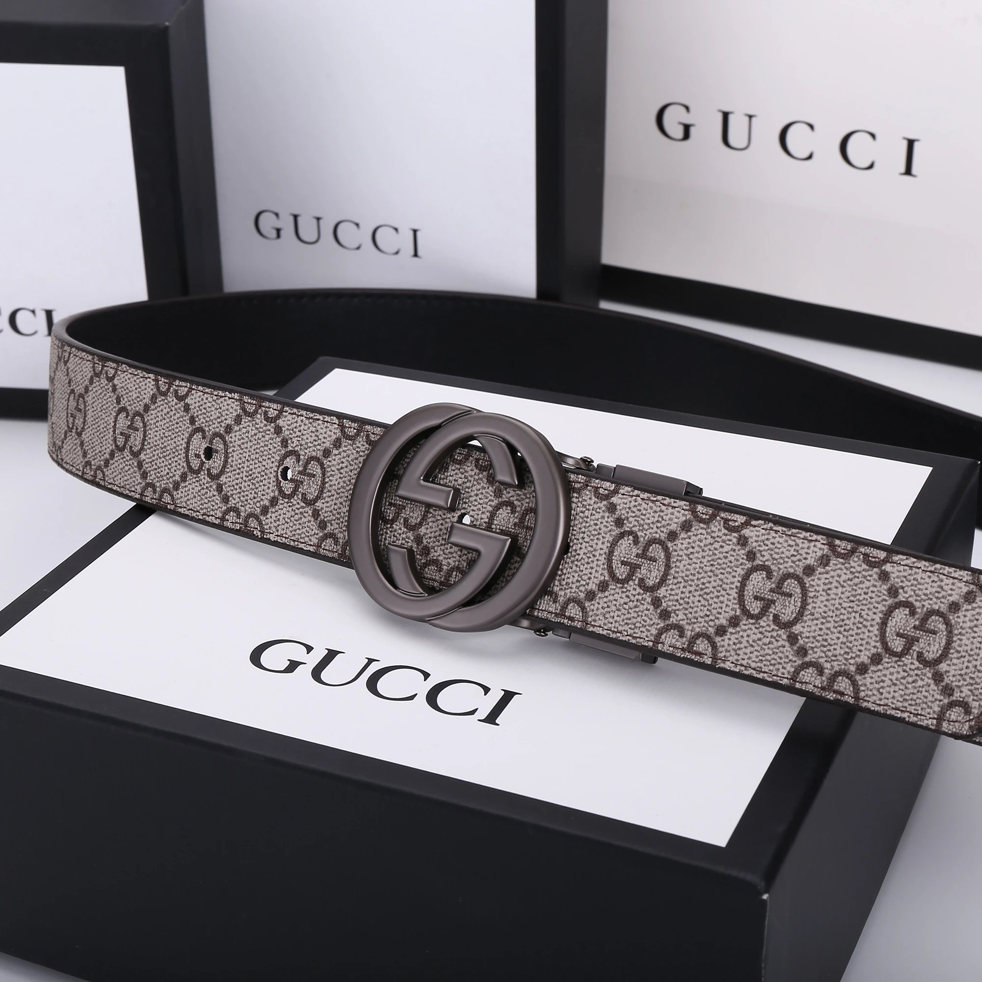 Gucci GG Marmont Canvas Belt Gray / Blue - 5
