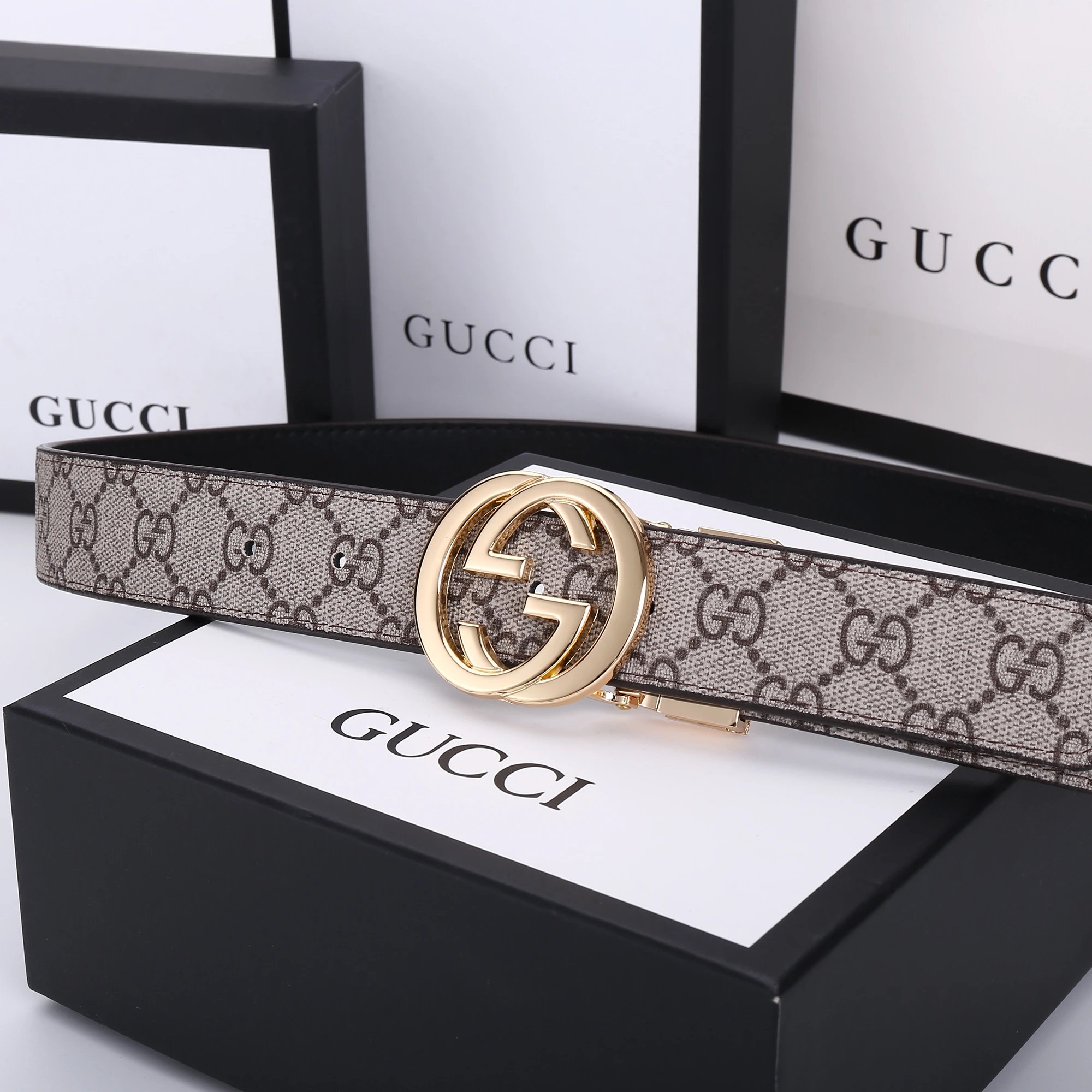 Gucci GG Marmont Canvas Belt Gray / Blue - 8