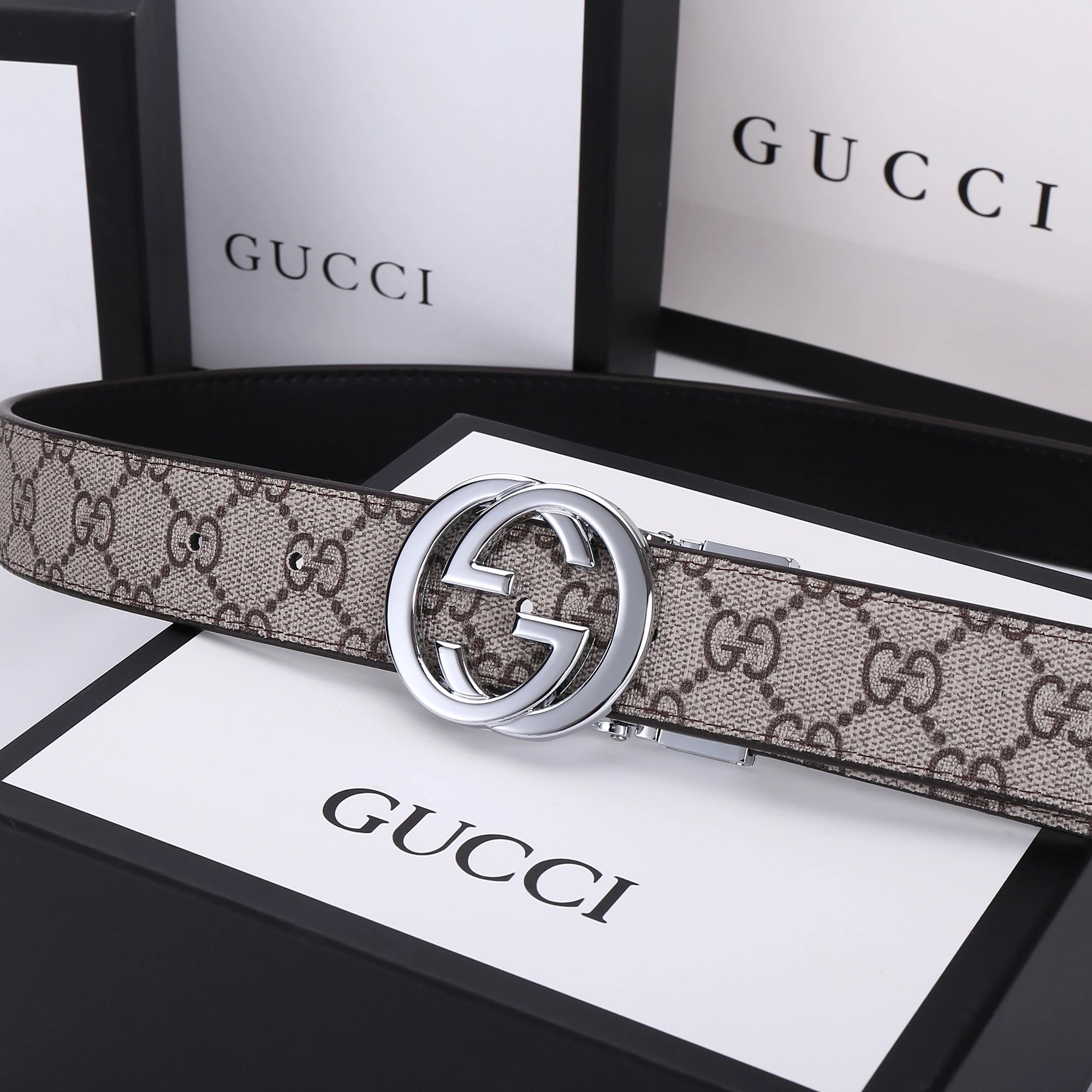 Gucci GG Marmont Canvas Belt Gray / Blue - 7
