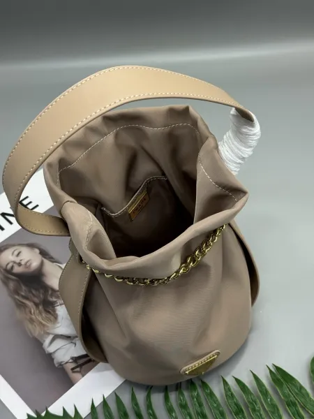 Prada Small Fortune Bucket Bag Beige Nylon Handbag - 4