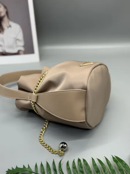 Prada Small Fortune Bucket Bag Beige Nylon Handbag - 7