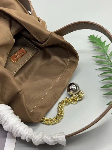 Prada Small Fortune Bucket Bag Beige Nylon Handbag - 10