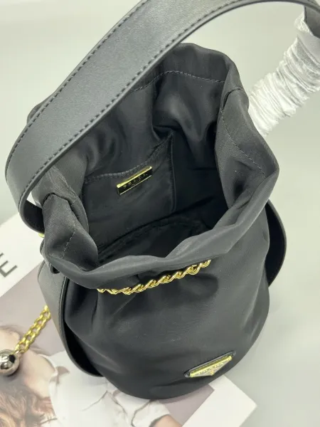 Prada Small Fortune Bucket Bag Beige Nylon Handbag - 13