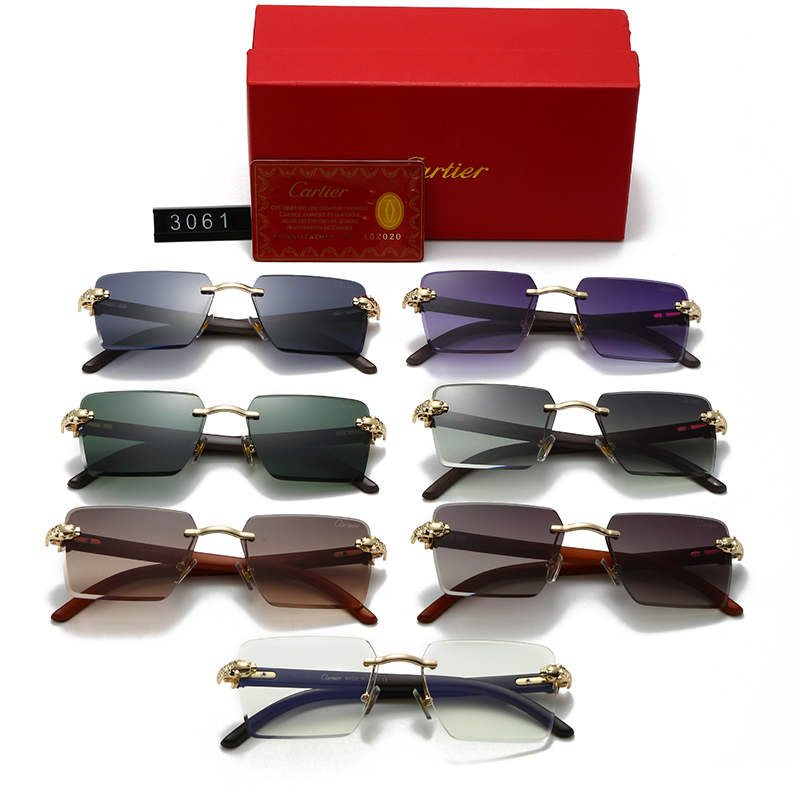 Cartier Eyewear Rimless rectangular sunglasses with panther-head temple accents image 3