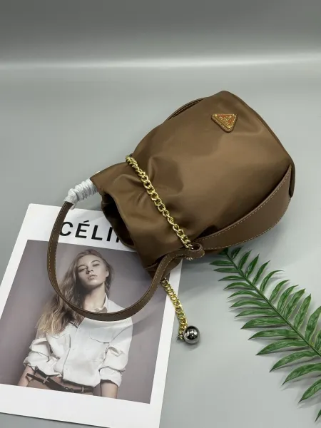 Prada Small Fortune Bucket Bag Beige Nylon Handbag - 11