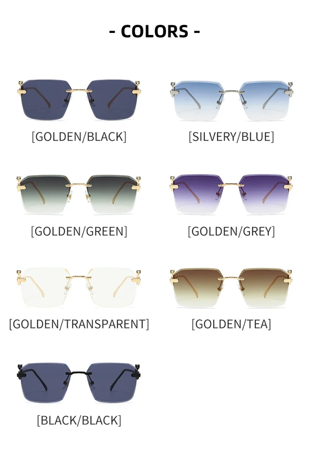 Cartier Eyewear Rimless rectangular sunglasses with panther-head temple accents product detail image 6