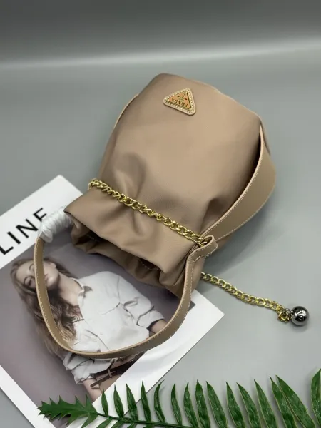Prada Small Fortune Bucket Bag Beige Nylon Handbag - 3