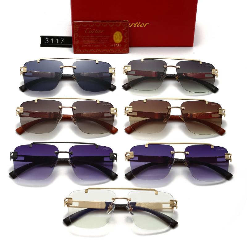 Cartier Eyewear Rimless rectangular sunglasses with panther-head temple accents image 4