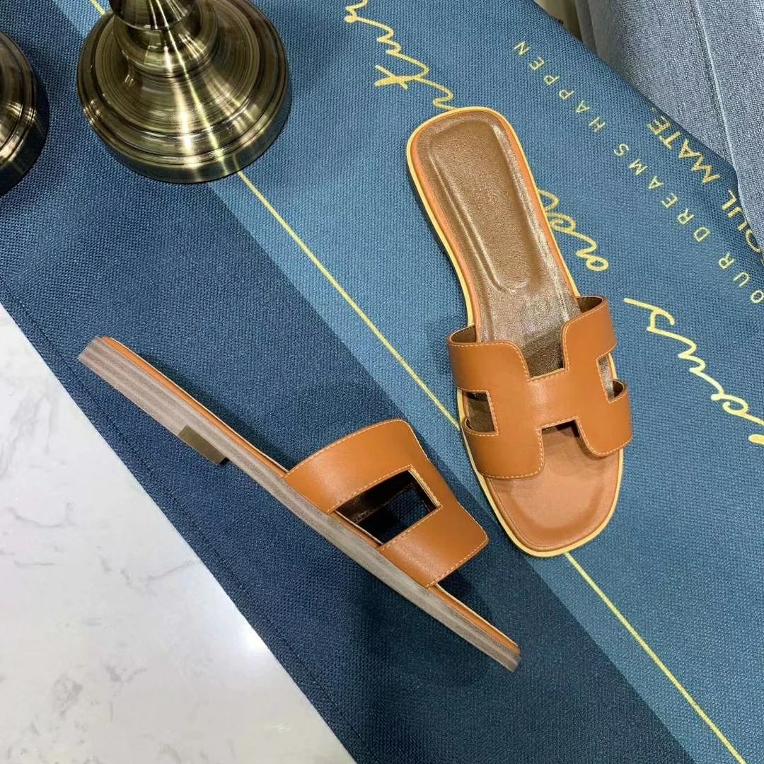 Hermès Oran Slide Silver Metallic Sandals Slippers - 5