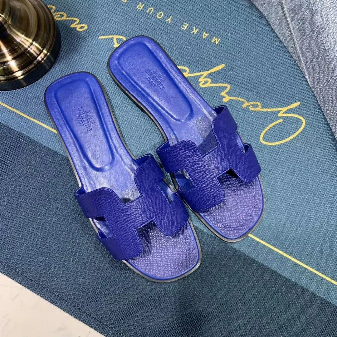 Hermès Oran Slide Silver Metallic Sandals Slippers - 6