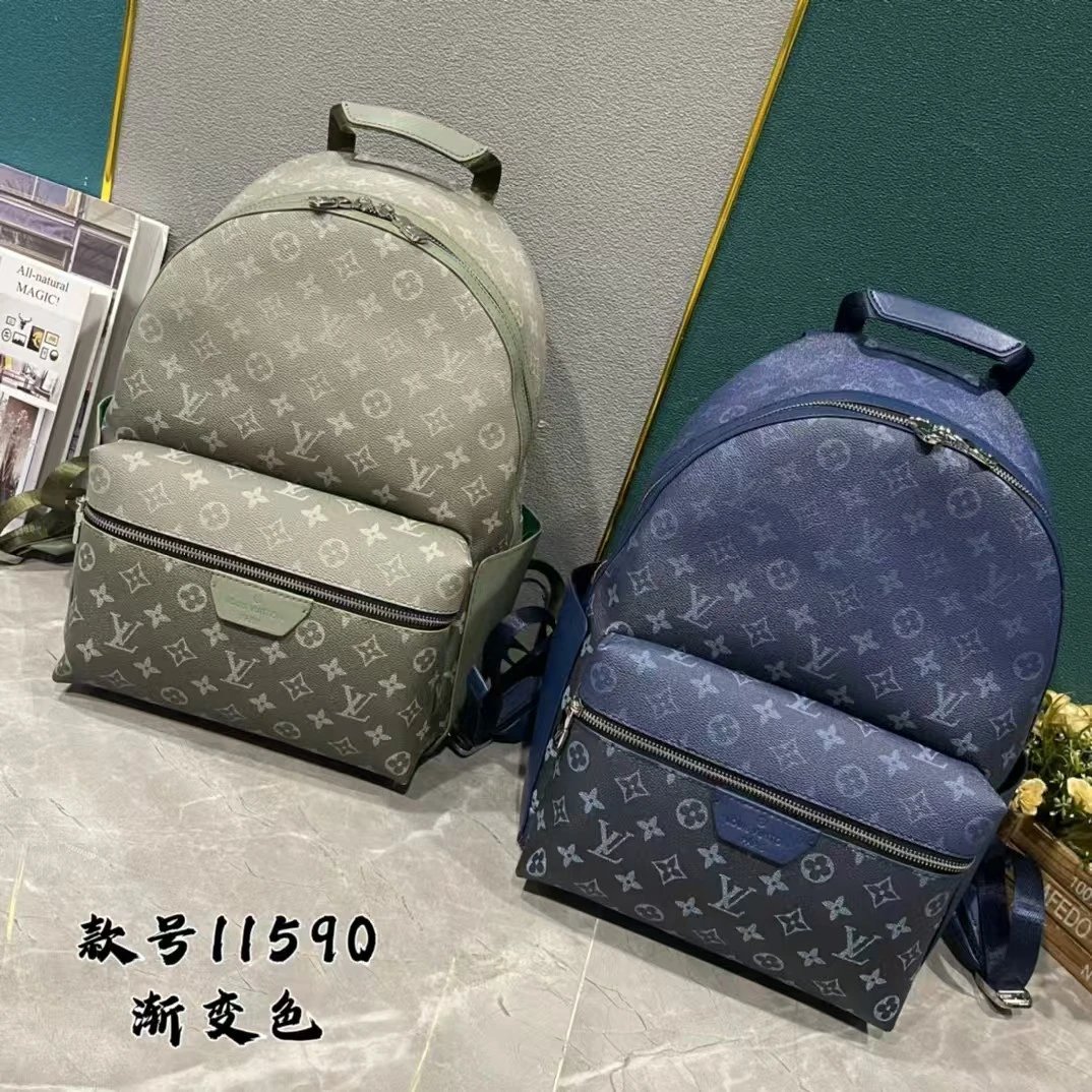 Louis Vuitton Discovery Backpack MM Monogram Titanium Grey and Blue Ombre Canvas