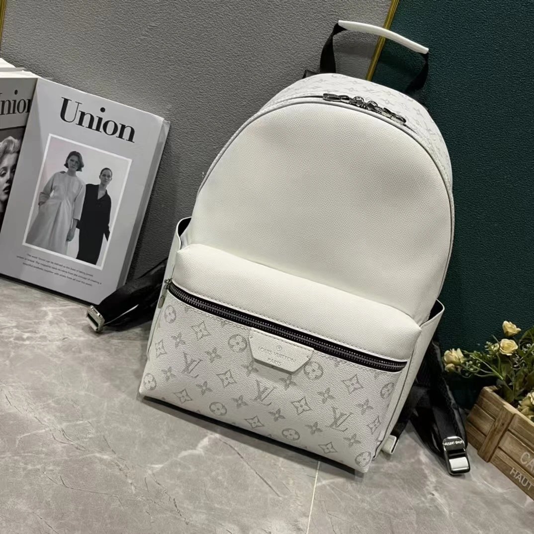 Louis Vuitton Discovery Backpack MM Monogram Canvas White and Ivory with Silver Hardware