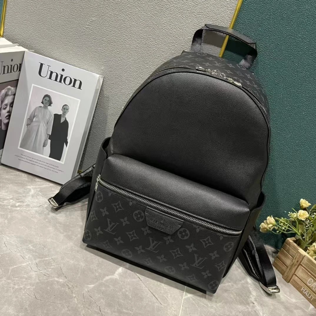Louis Vuitton Discovery Backpack MM Monogram Eclipse Black Canvas with Leather Panel