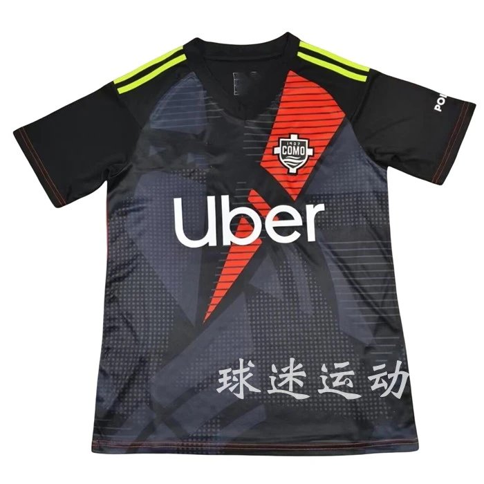 Como 1907 Away Jersey Black Red 2024 25