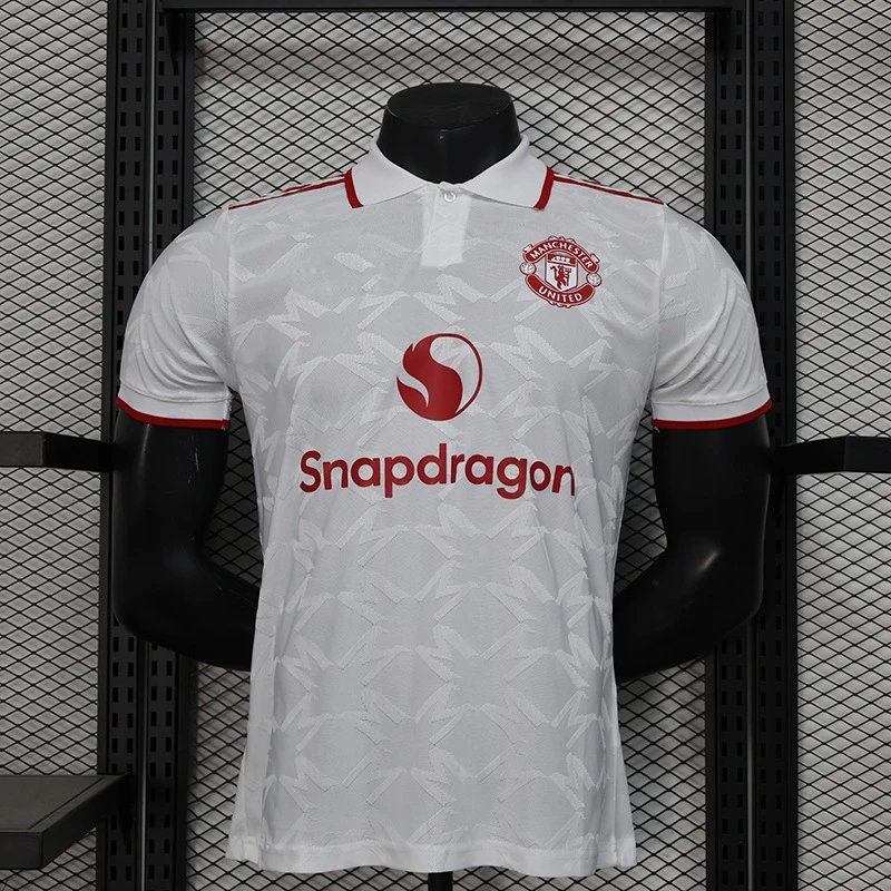 Adidas Manchester United 2024/25 Away Player Version Jersey - White/Red (Snapdragon)