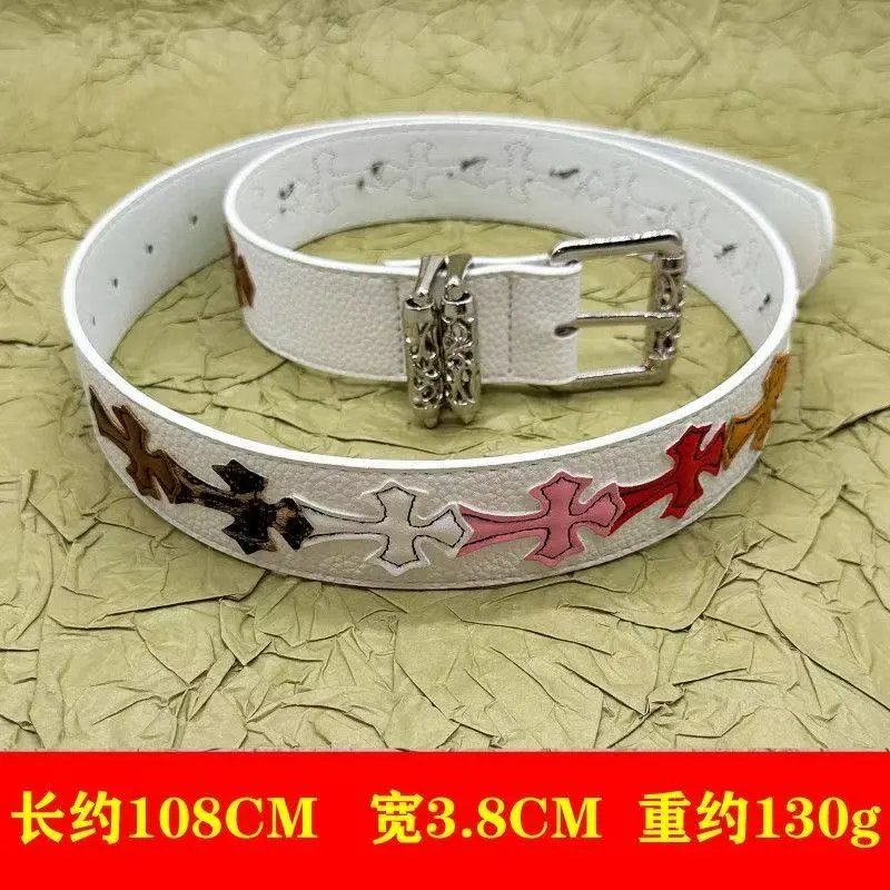 White Roller Buckle - Multicolor Cross