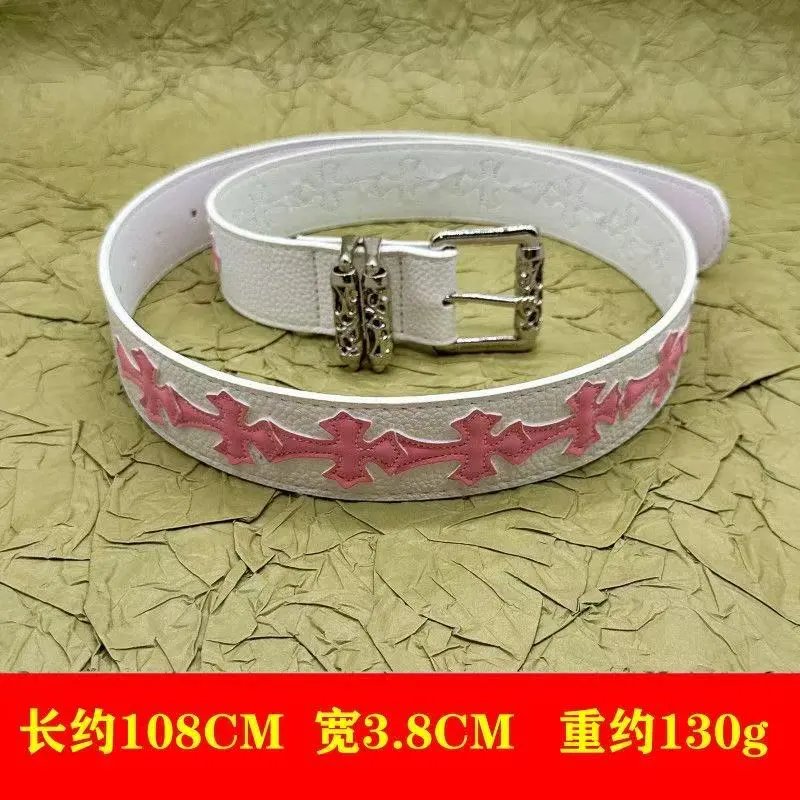 White Roller Buckle - Pink Cross