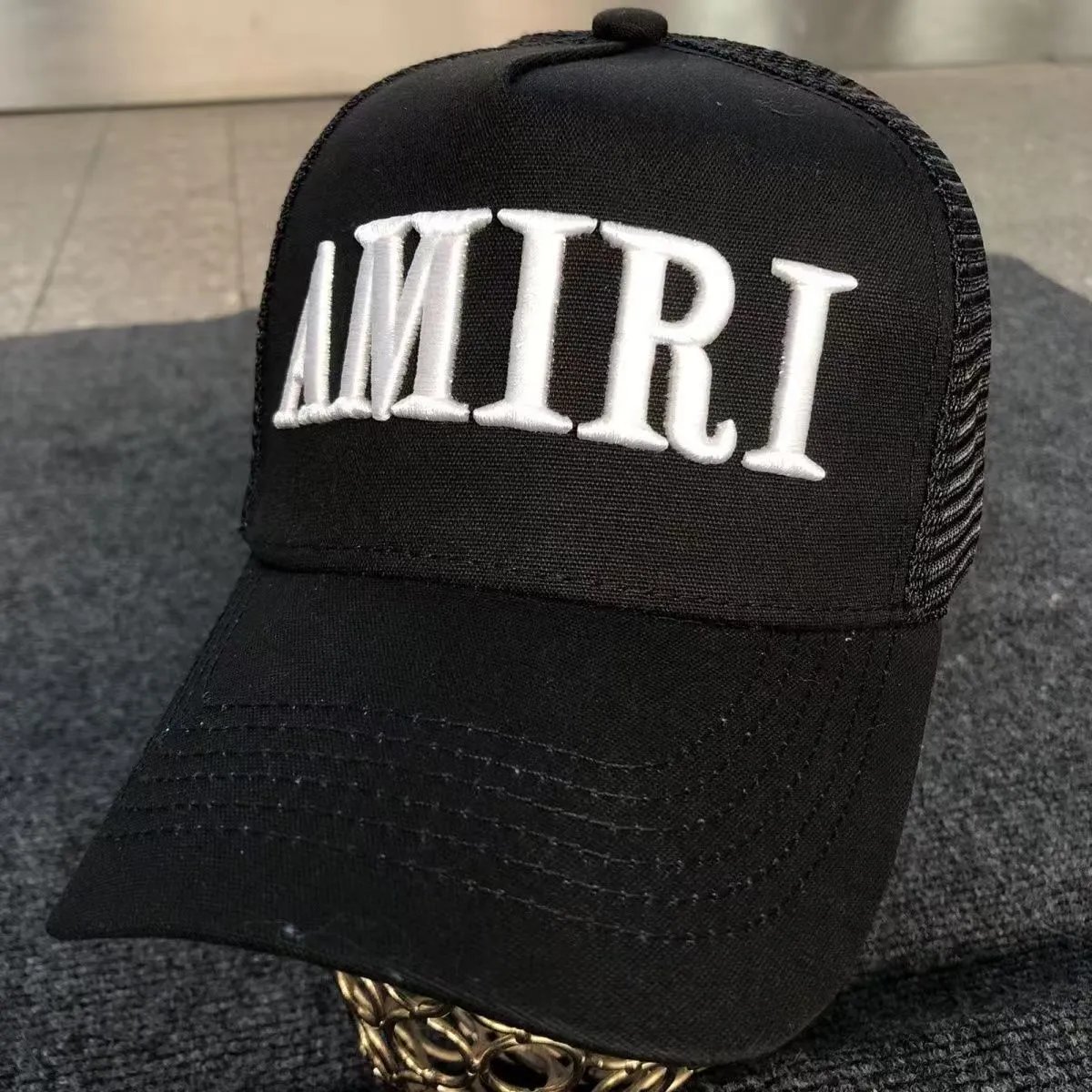 Amiri Embroidered Duck Tongue Hat with Black Base