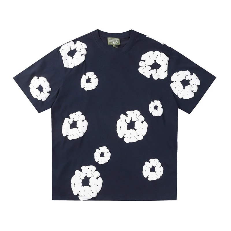 Denim Tears Cotton Wreath Allover Print Tee Navy