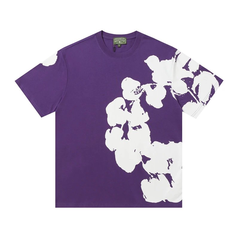 Denim Tears Oversized Cotton Flower Print Tee Purple White