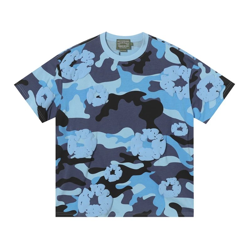 Denim Tears Cotton Wreath Camo Allover Print Tee Blue Camo