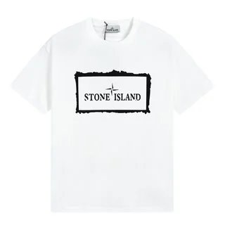 Stone Island Stencil Box Logo Tee White Black
