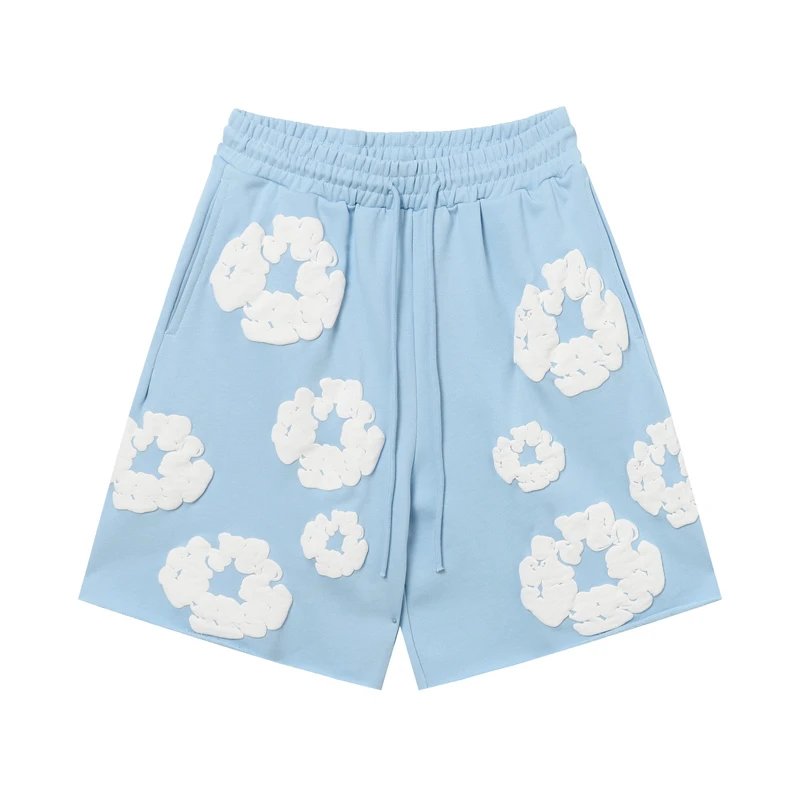 Denim Tears Cotton Wreath Shorts Light Blue/White