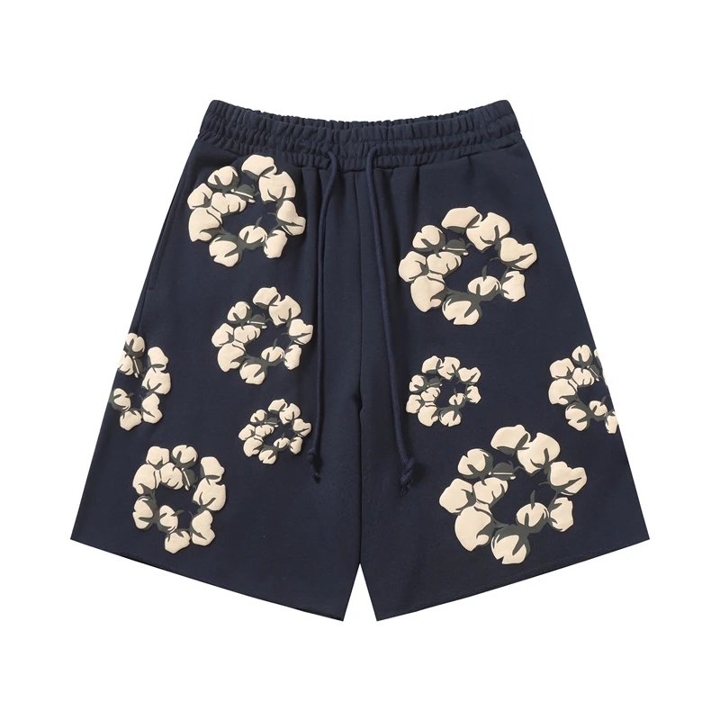 Denim Tears Cotton Flower Shorts Navy/Cream