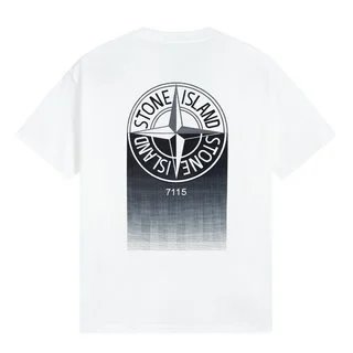 Stone Island 7115 Compass Fade Graphic Tee White Black