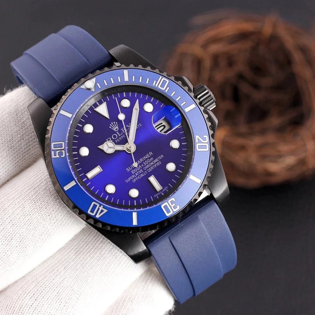 Rolex Submariner Date Blue Dial Blue Ceramic Bezel PVD Blue Rubber Strap
