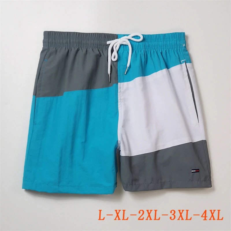 Tommy Hilfiger Color Block Patchwork Swim Shorts Teal Grey White