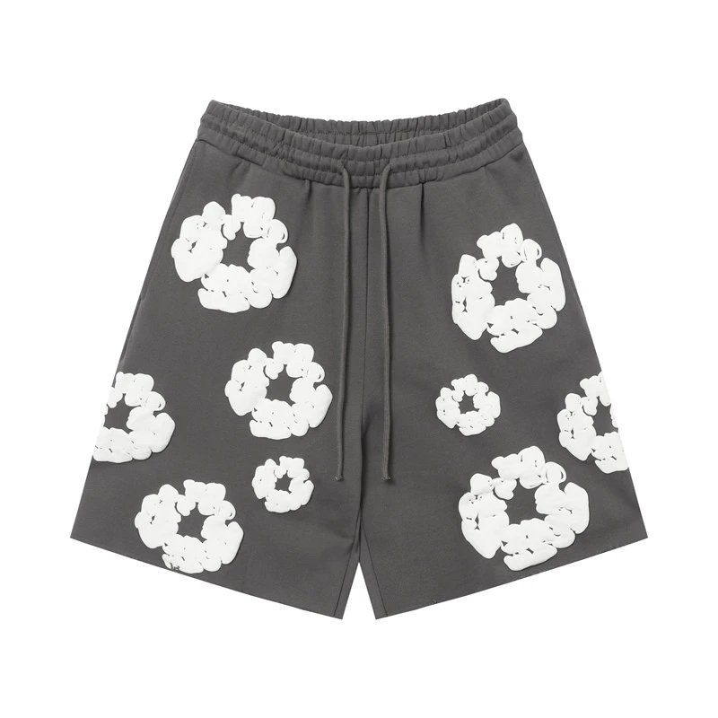 Denim Tears Cotton Wreath Shorts Dark Grey/White