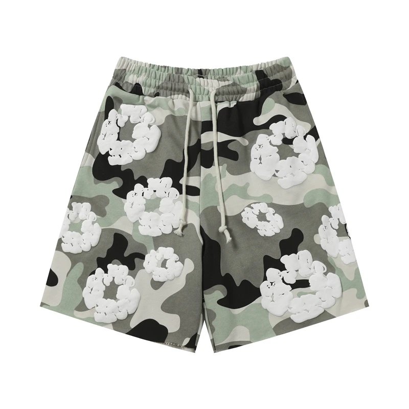 Denim Tears Cotton Wreath Shorts Green Camo/White