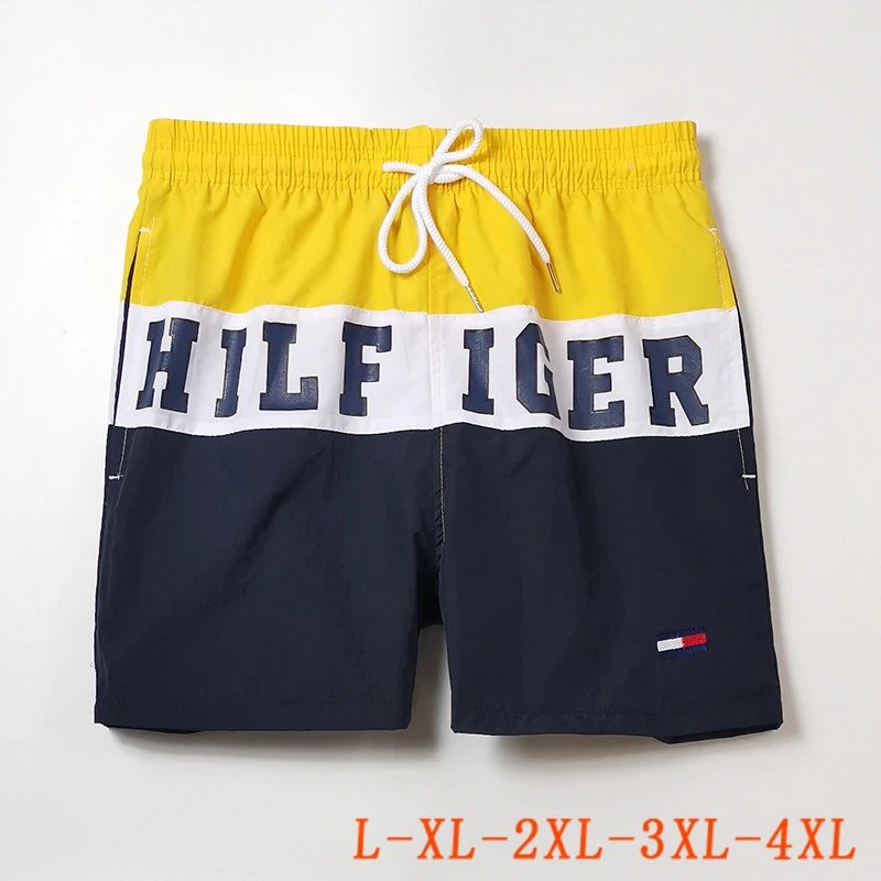 Tommy Hilfiger Hilfiger Block Logo Swim Shorts Yellow White Navy